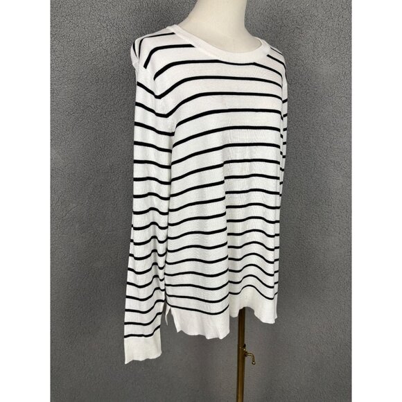 Style & Co Women's XL Black & White Striped Long-Sleeve Pullover Sweater XL NWTs - Picture 3 of 8
